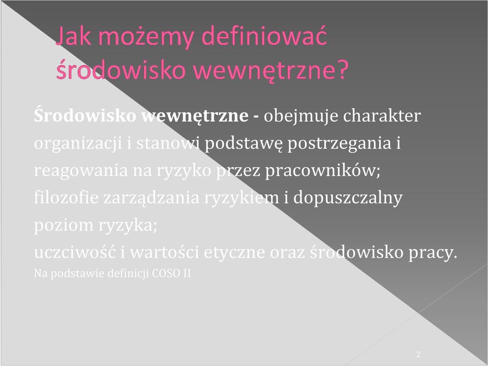 filozofie zarządzania ryzykiem i dopuszczalny poziom ryzyka;