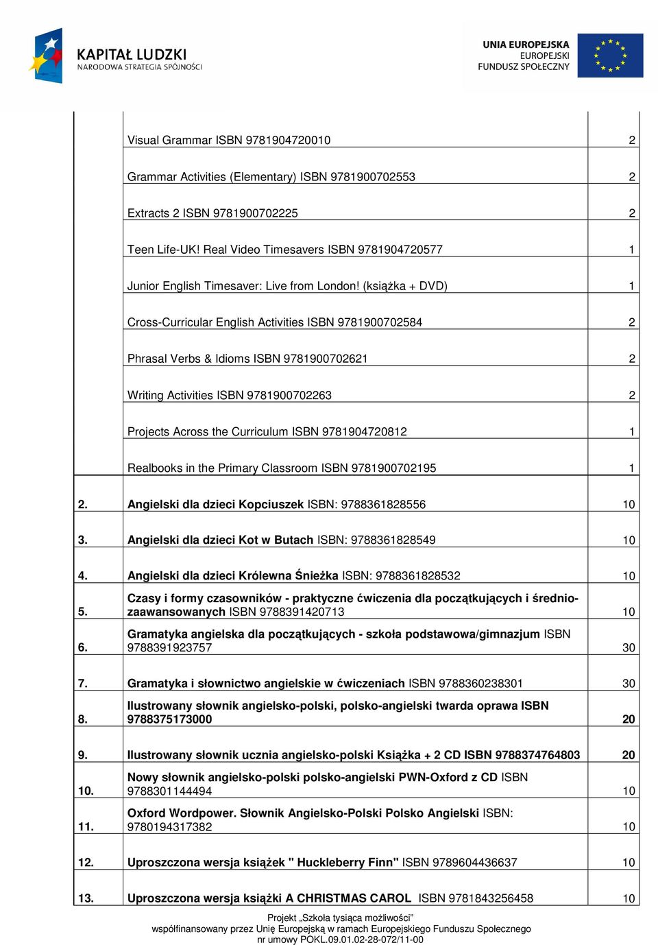 (ksiąŝka + DVD) Cross-Curricular English Activities ISBN 978900702584 2 Phrasal Verbs & Idioms ISBN 97890070262 2 Writing Activities ISBN 978900702263 2 Projects Across the Curriculum ISBN