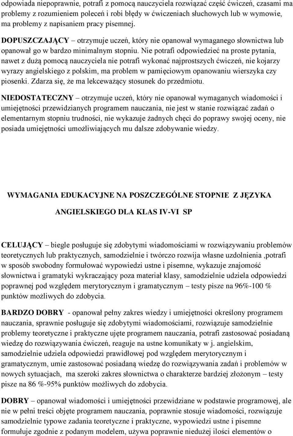 Nie potrafi odpowiedzieć na proste pytania, nawet z dużą pomocą nauczyciela nie potrafi wykonać najprostszych ćwiczeń, nie kojarzy wyrazy angielskiego z polskim, ma problem w pamięciowym opanowaniu