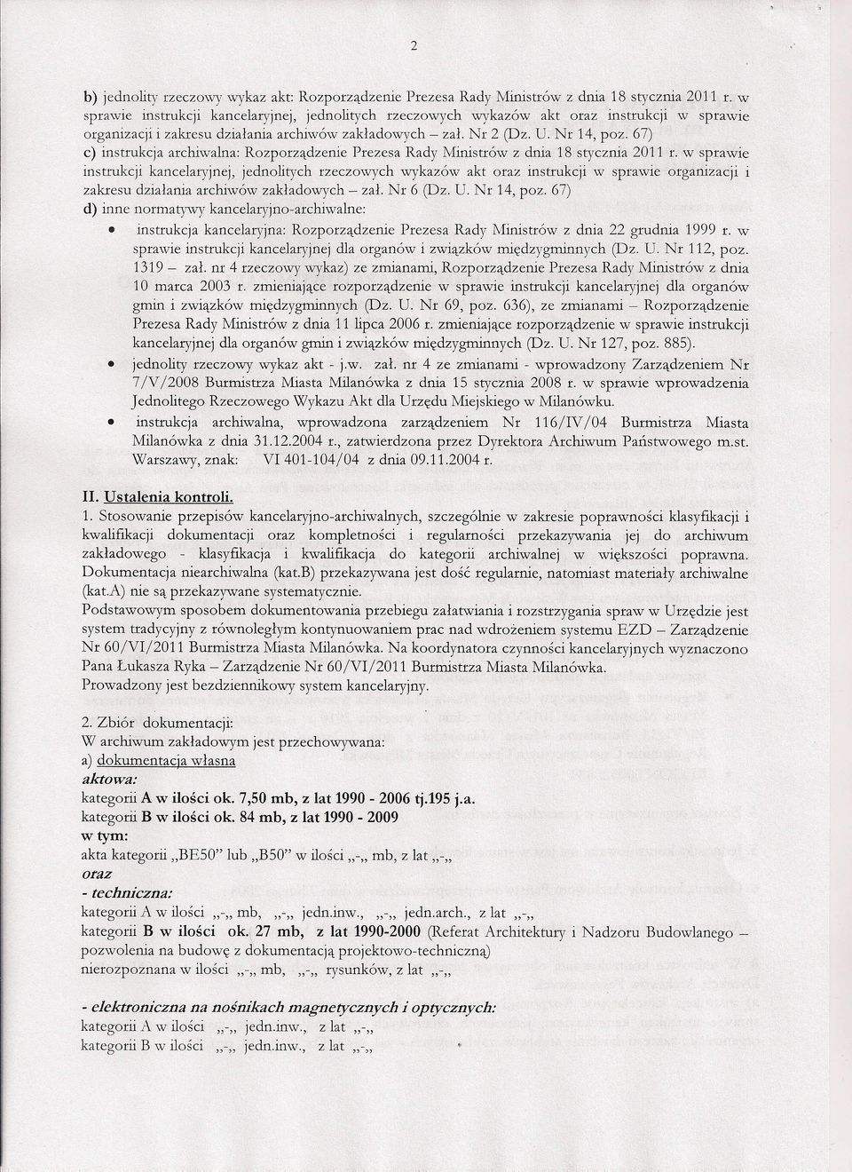 67) c) instrukcja archiwalna: Rozporządzenie Prezesa Rady Ministrów z dnia 18 stycznia 2011 r.