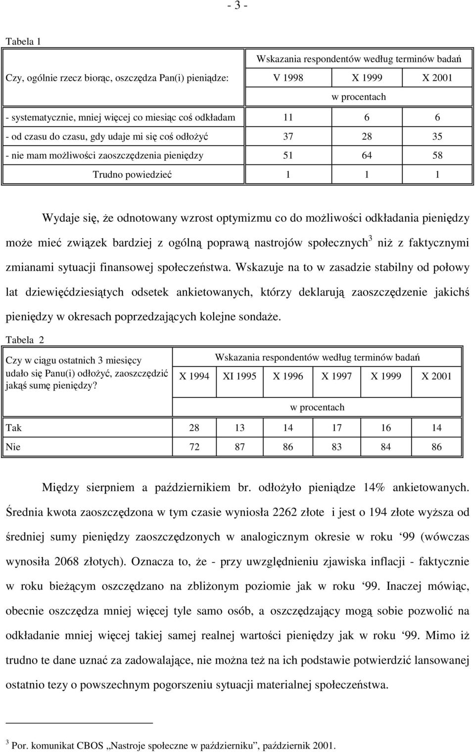 do możliwości odkładania pieniędzy może mieć związek bardziej z ogólną poprawą nastrojów społecznych 3 niż z faktycznymi zmianami sytuacji finansowej społeczeństwa.