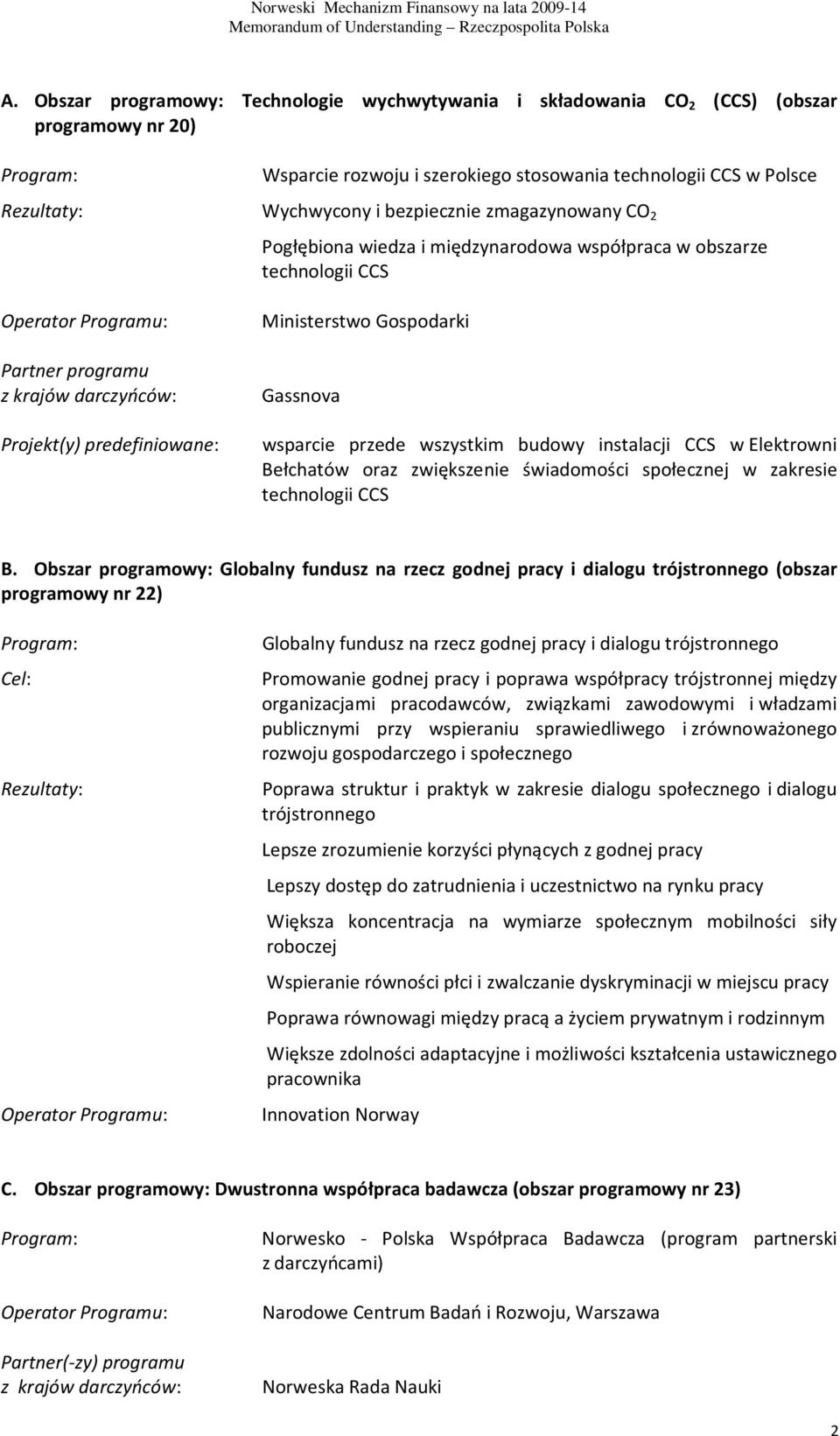 budowy instalacji CCS w Elektrowni Bełchatów oraz zwiększenie świadomości społecznej w zakresie technologii CCS B.