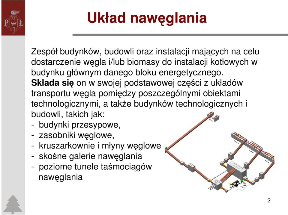 Składa się on w swojej podstawowej części z układów transportu węgla pomiędzy poszczególnymi obiektami technologicznymi, a