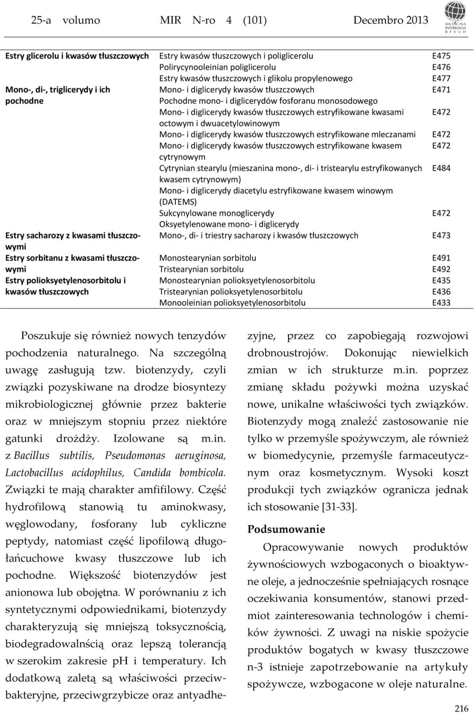 octowym i dwuacetylowinowym Mono- i diglicerydy kwasów tłuszczowych estryfikowane mleczanami E472 Mono- i diglicerydy kwasów tłuszczowych estryfikowane kwasem E472 cytrynowym Cytrynian stearylu