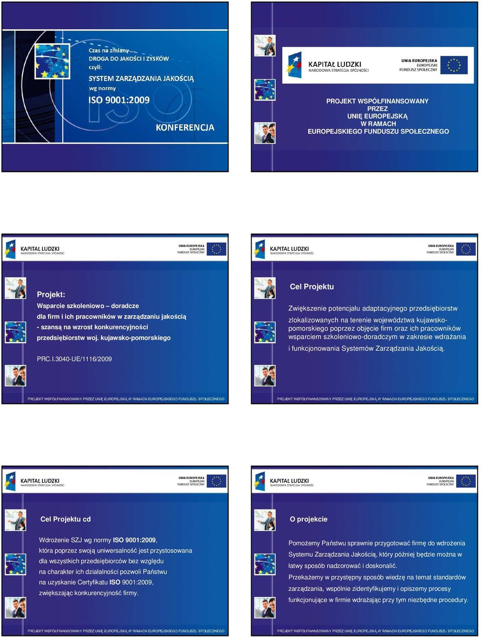 3040-UE/1116/2009 Cel Projektu Zwiększenie potencjału adaptacyjnego przedsiębiorstw zlokalizowanych na terenie województwa kujawskopomorskiego poprzez objęcie firm oraz ich pracowników wsparciem