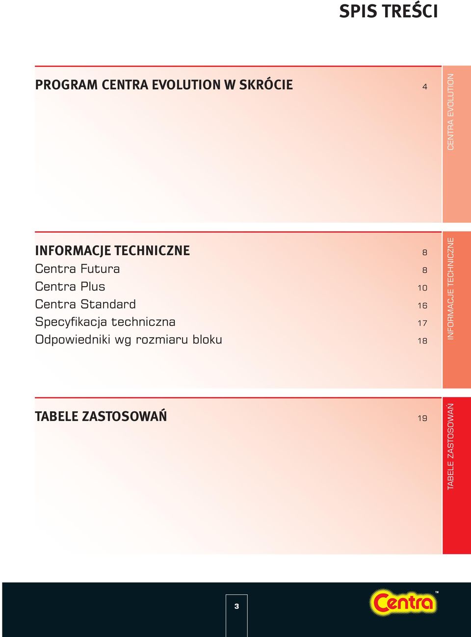 Standard 16 Specyfikacja techniczna 17 Odpowiedniki wg rozmiaru