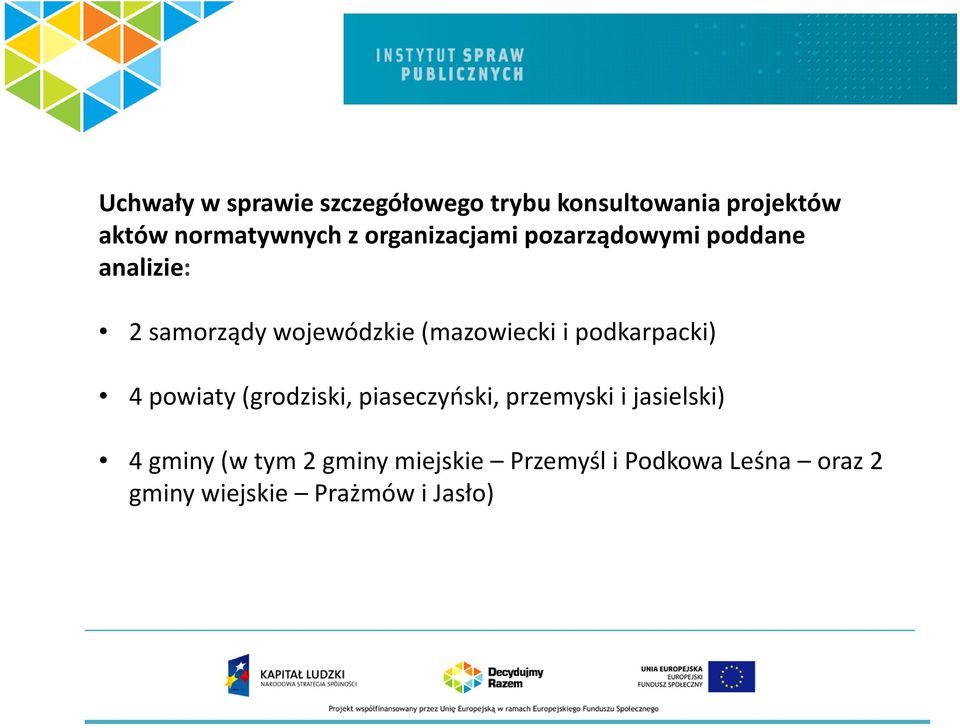 podkarpacki) 4 powiaty (grodziski, piaseczyński, przemyski i jasielski) 4 gminy (w