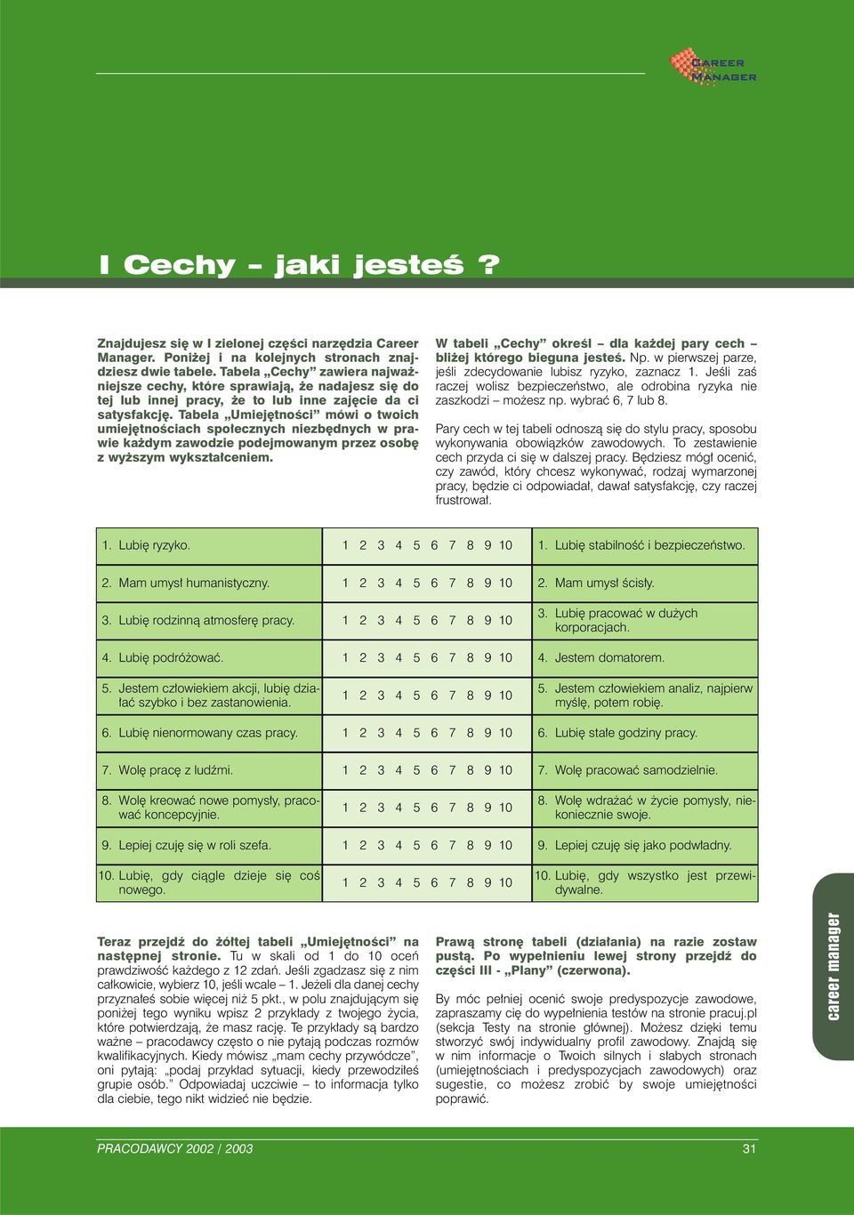 Tabela Umiejętności mówi o twoich umiejętnościach społecznych niezbędnych w prawie każdym zawodzie podejmowanym przez osobę z wyższym wykształceniem.