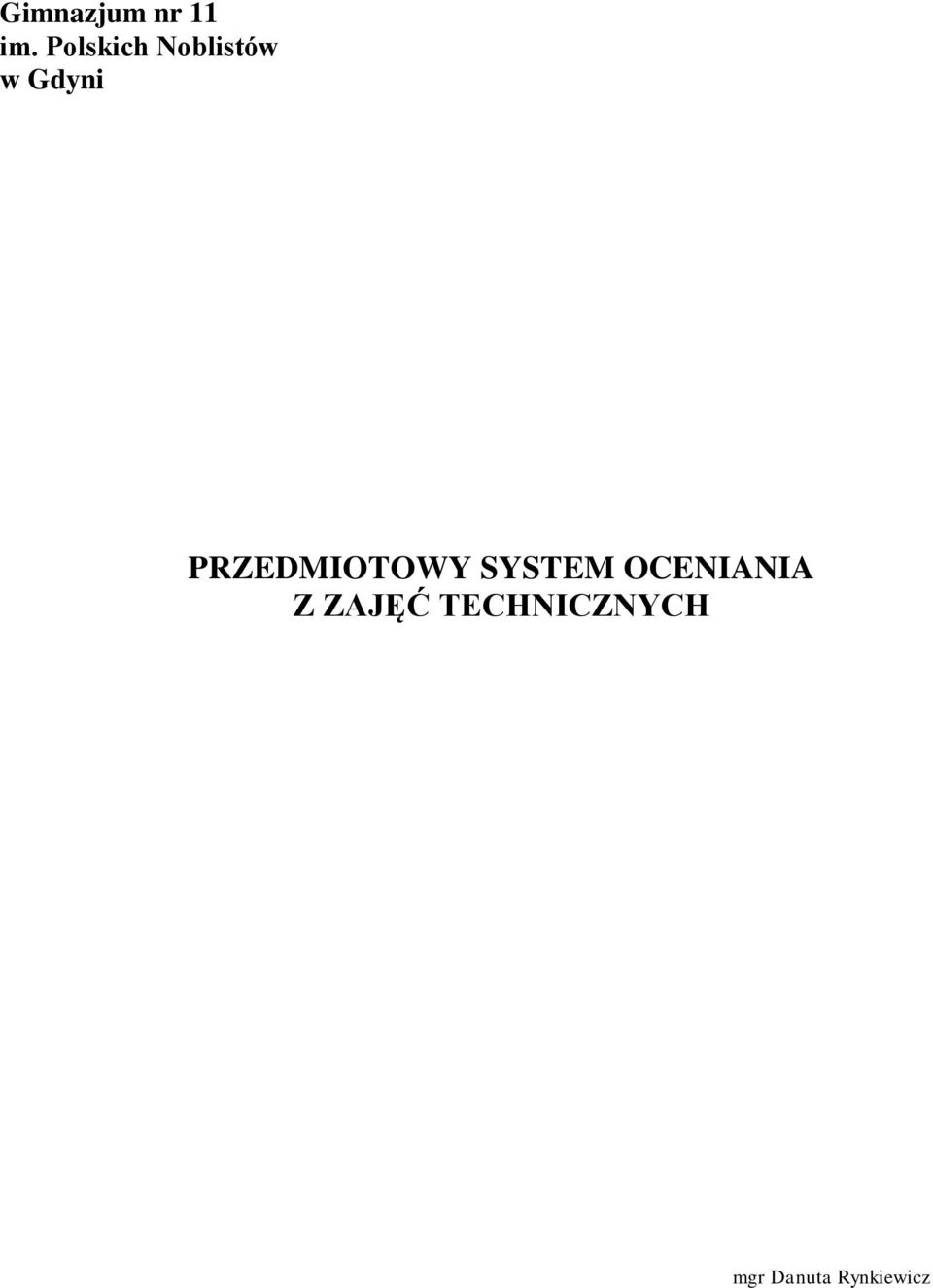 PRZEDMIOTOWY SYSTEM OCENIANIA