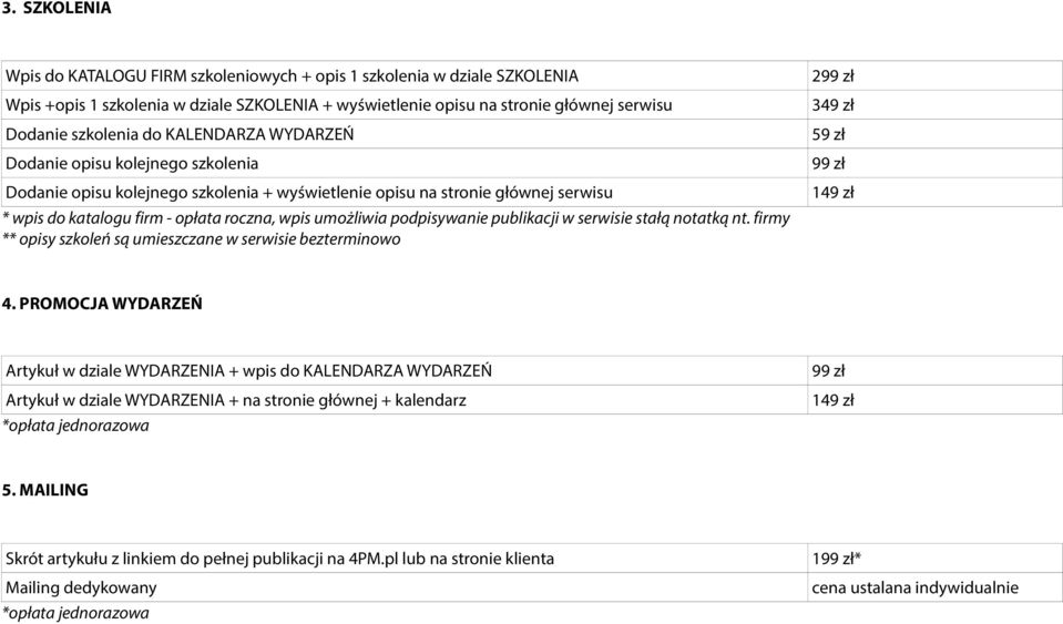 podpisywanie publikacji w serwisie stałą notatką nt. firmy ** opisy szkoleń są umieszczane w serwisie bezterminowo 299 zł 349 zł 59 zł 99 zł 149 zł 4.