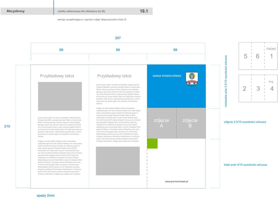 tekst Przyk³adowy tekst GMINA POMIECHÓWEK niebieskie pole 3,5/10 wysokoœci