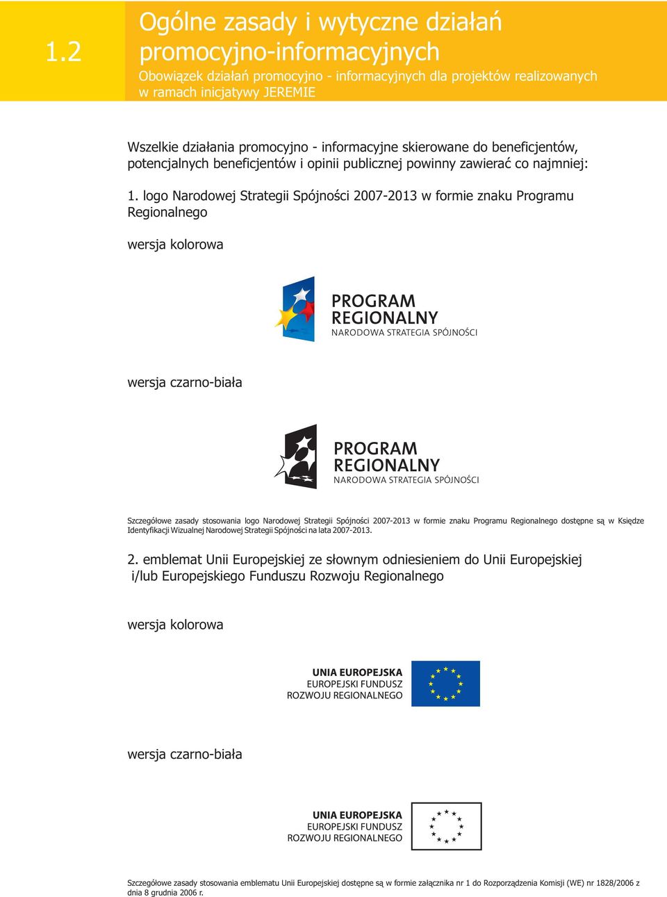 logo Narodowej Strategii Spójnoœci 2007-2013 w formie znaku Programu Regionalnego wersja kolorowa wersja czarno-bia³a Szczegó³owe zasady stosowania logo Narodowej Strategii Spójnoœci 2007-2013 w