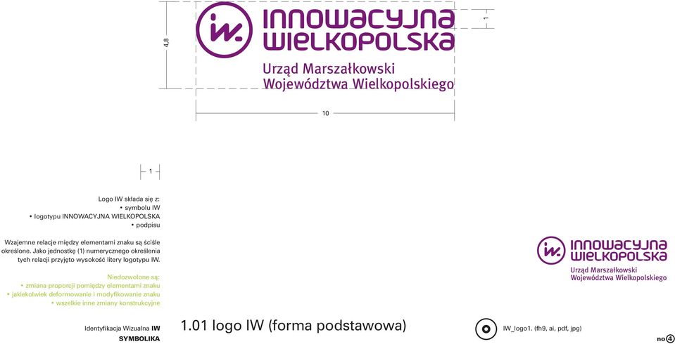 Jako jednostk (1) numerycznego okreêlenia tych relacji przyj to wysokoêç litery logotypu IW.