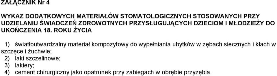 ROKU ŻYCIA 1) światłoutwardzalny materiał kompozytowy do wypełniania ubytków w zębach siecznych i