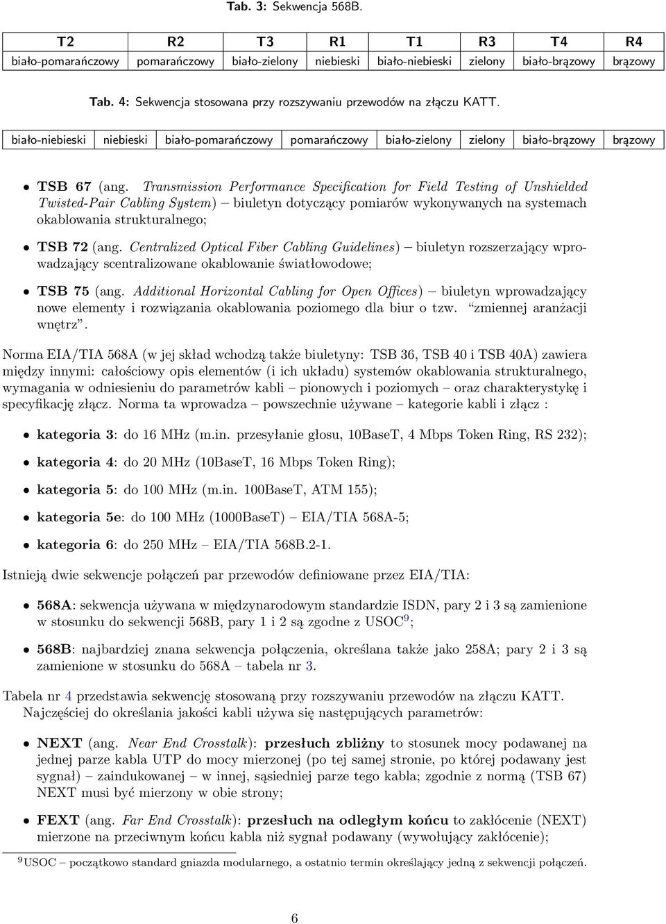 Transmission Performance Specification for Field Testing of Unshielded Twisted-Pair Cabling System) biuletyn dotyczący pomiarów wykonywanych na systemach okablowania strukturalnego; TSB 72 (ang.