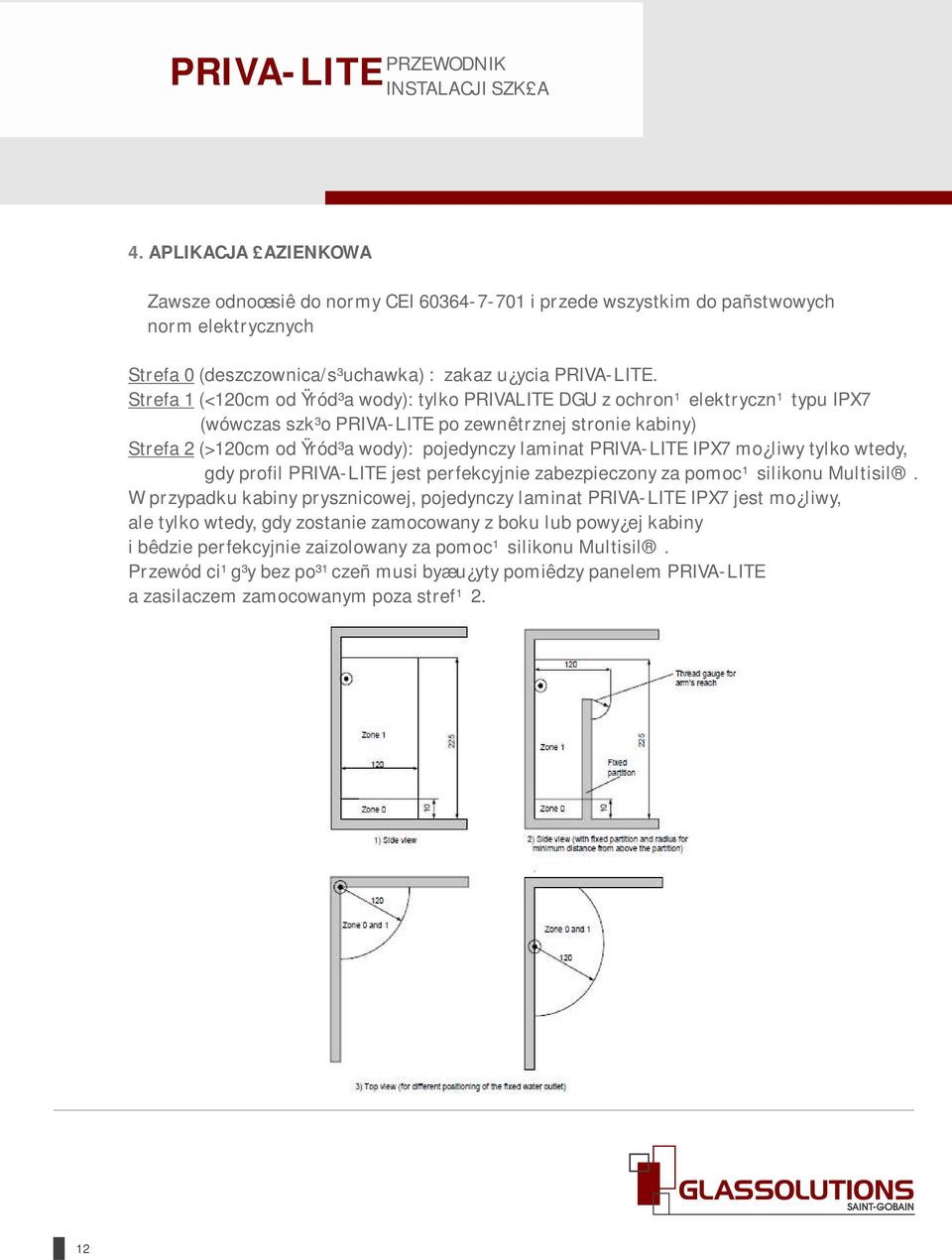 PRIVA-LITE IPX7 mo liwy tylko wtedy, gdy profil PRIVA-LITE jest perfekcyjnie zabezpieczony za pomoc¹ silikonu Multisil.