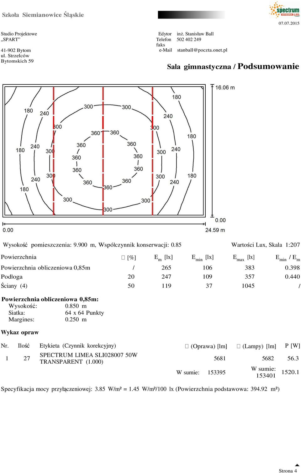 1045 0.398 0.440 obliczeniowa 0,85m: Wysokość: 0.