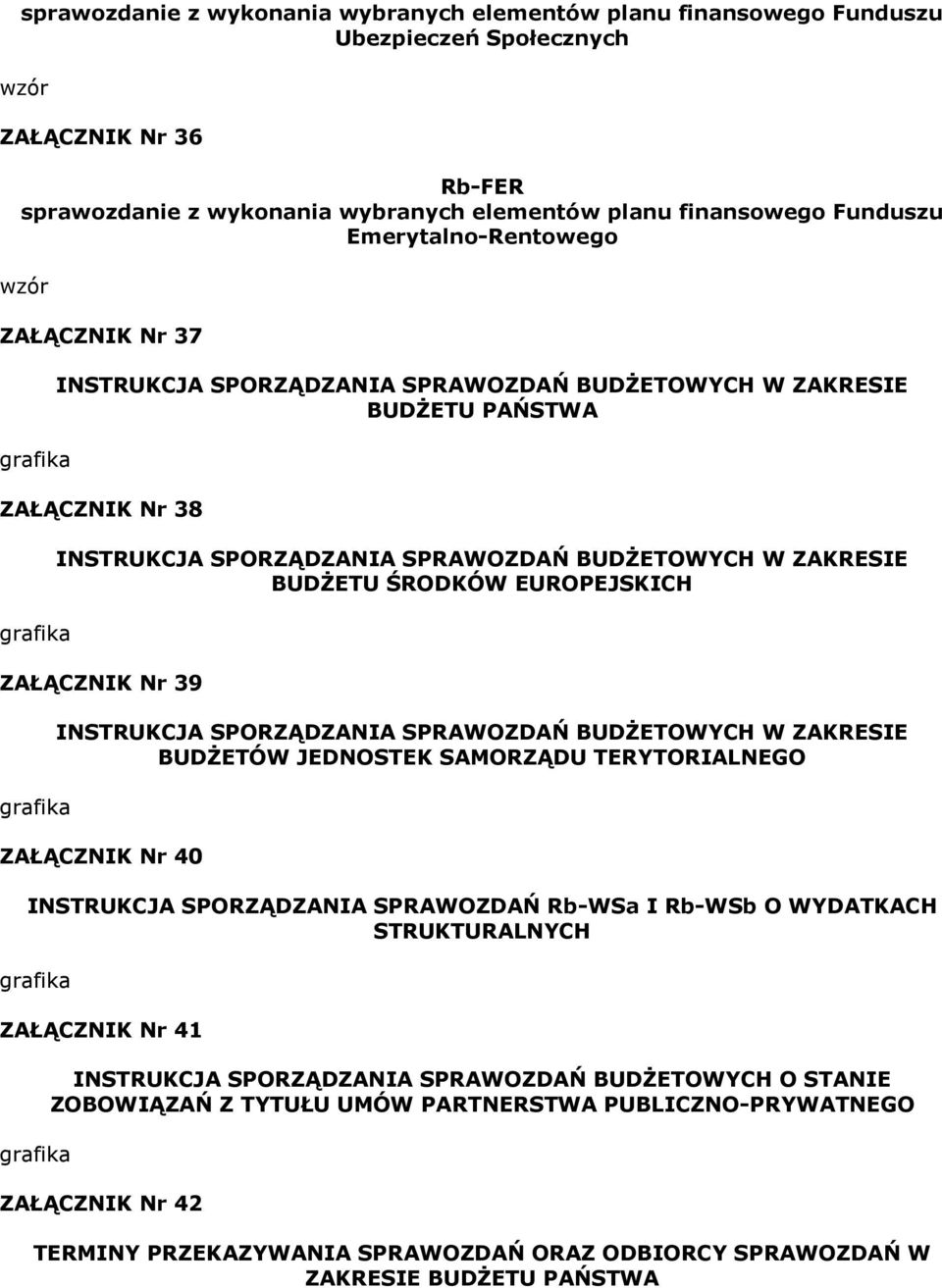 ZAKRESIE BUDŻETU ŚRODKÓW EUROPEJSKICH ZAŁĄCZNIK Nr 39 grafika INSTRUKCJA SPORZĄDZANIA SPRAWOZDAŃ BUDŻETOWYCH W ZAKRESIE BUDŻETÓW JEDNOSTEK SAMORZĄDU TERYTORIALNEGO ZAŁĄCZNIK Nr 40 INSTRUKCJA