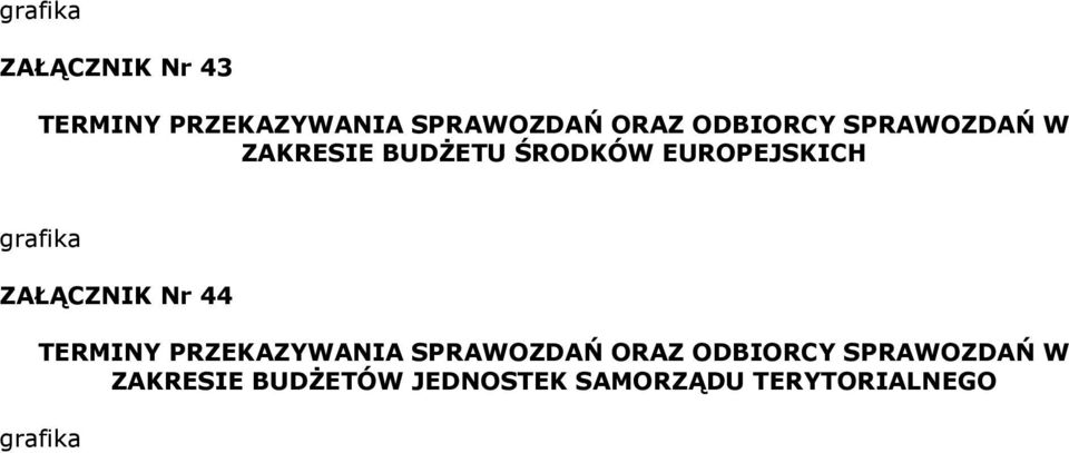 grafika ZAŁĄCZNIK Nr 44 TERMINY PRZEKAZYWANIA SPRAWOZDAŃ ORAZ