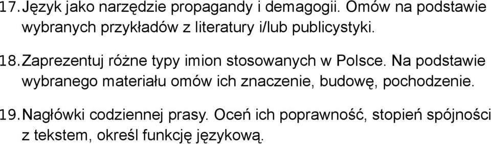 Zaprezentuj różne typy imion stosowanych w Polsce.