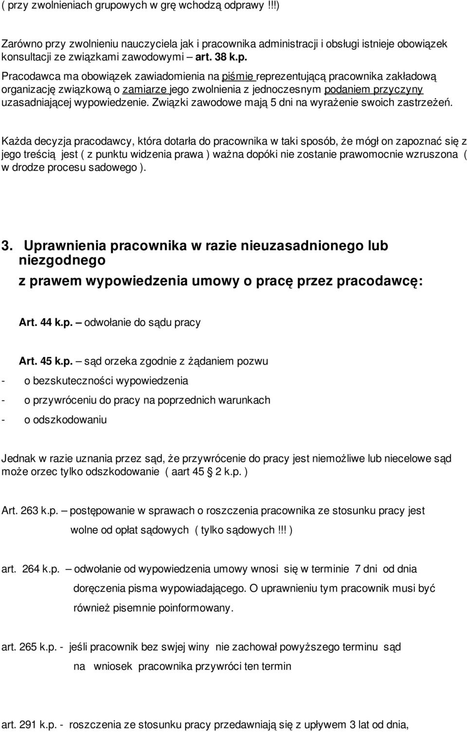 wypowiedzenie. Związki zawodowe mają 5 dni na wyrażenie swoich zastrzeżeń.