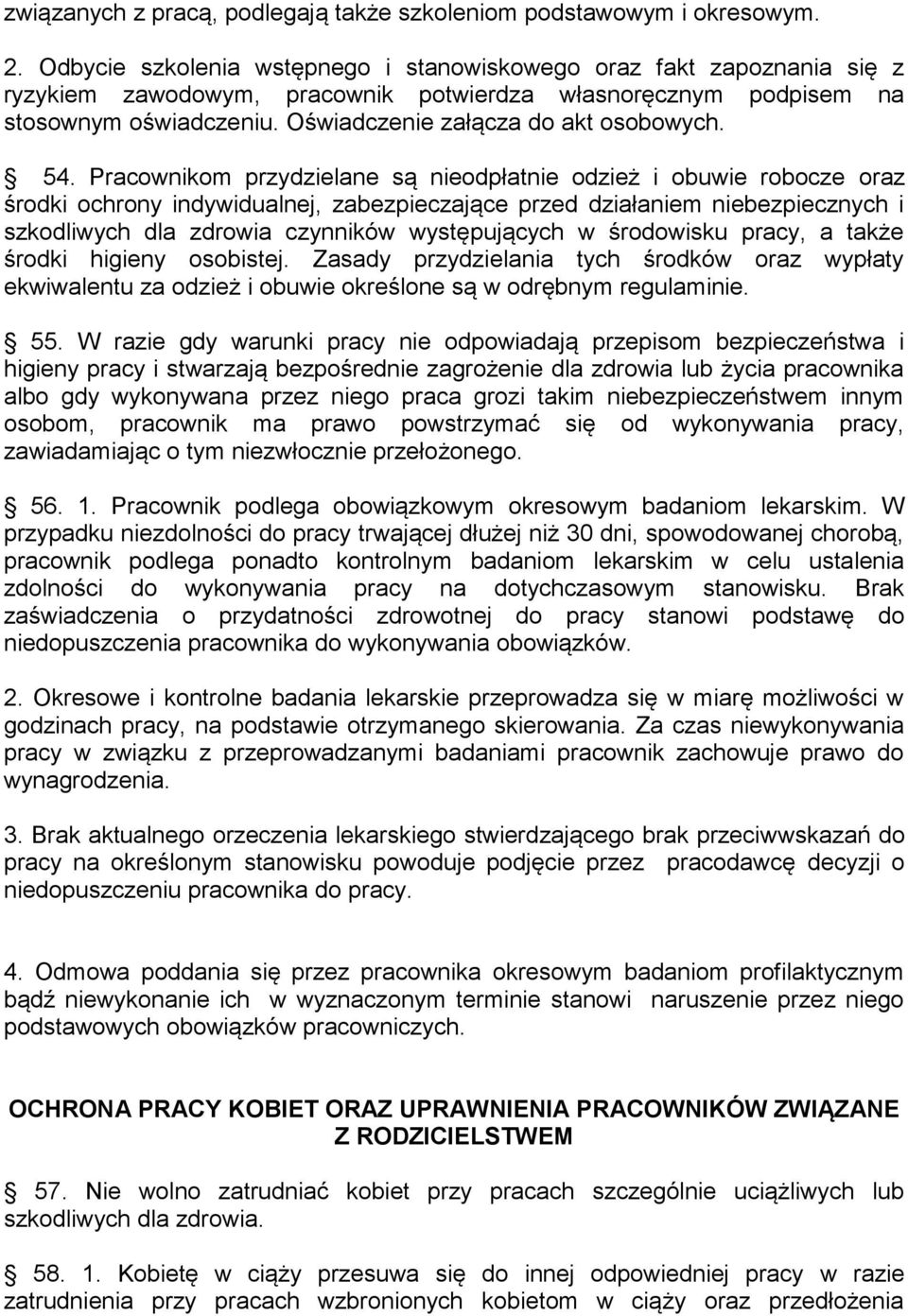 Oświadczenie załącza do akt osobowych. 54.