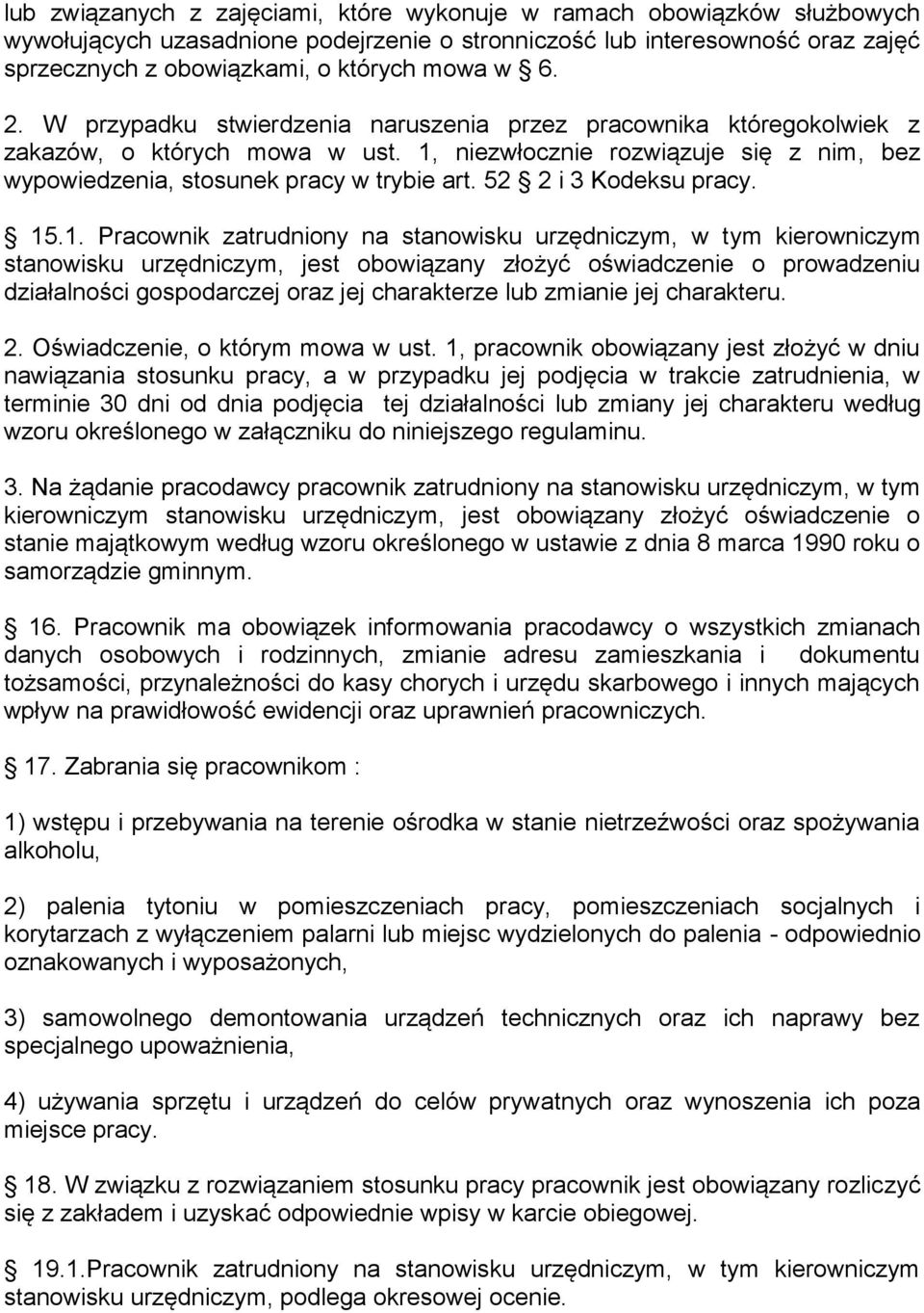 52 2 i 3 Kodeksu pracy. 15