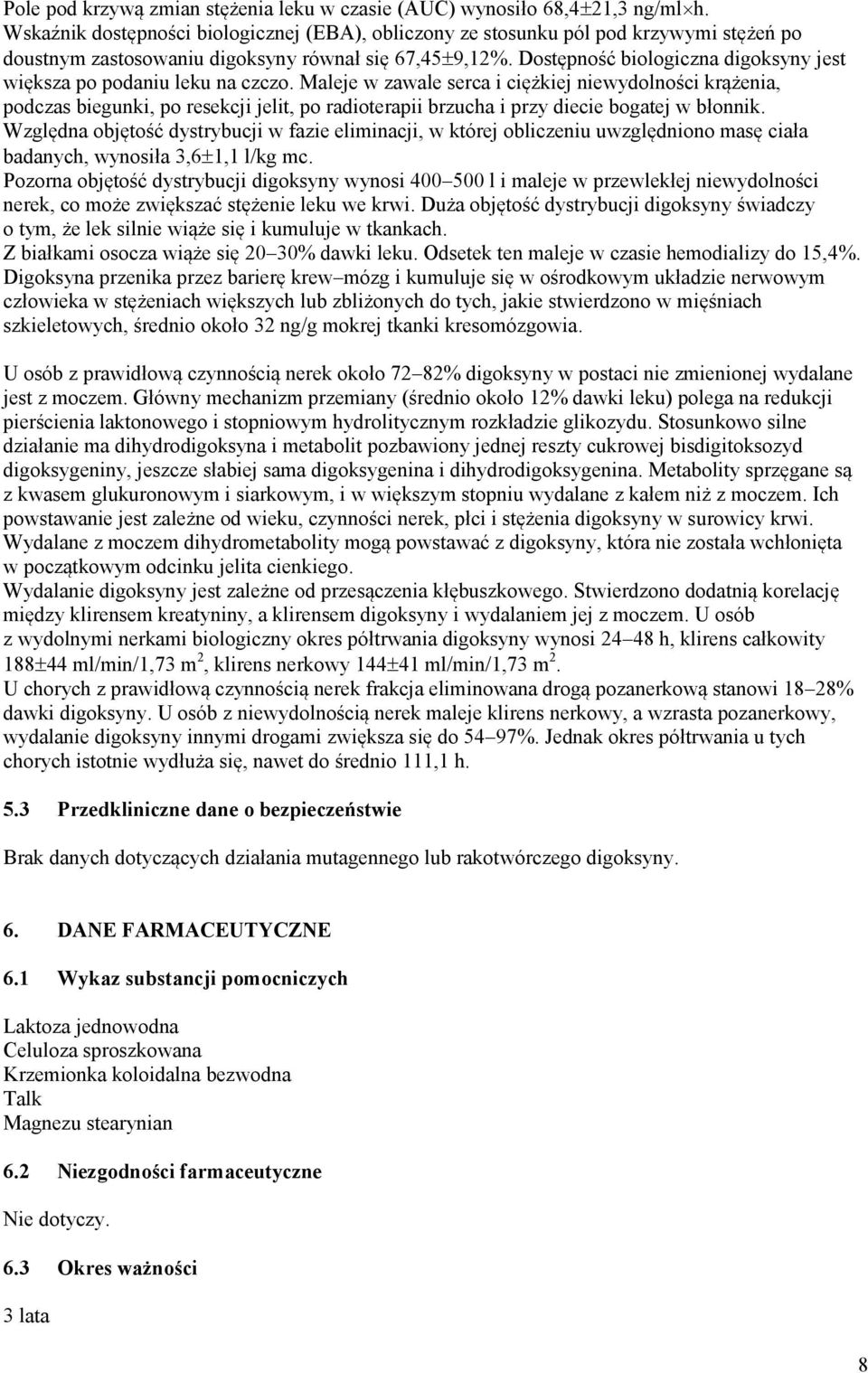 Dostępność biologiczna digoksyny jest większa po podaniu leku na czczo.