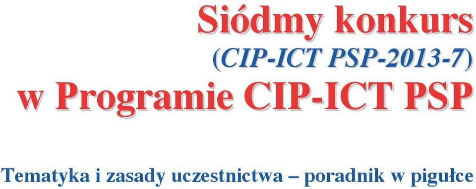 CIP-ICT PSP Tematyka i
