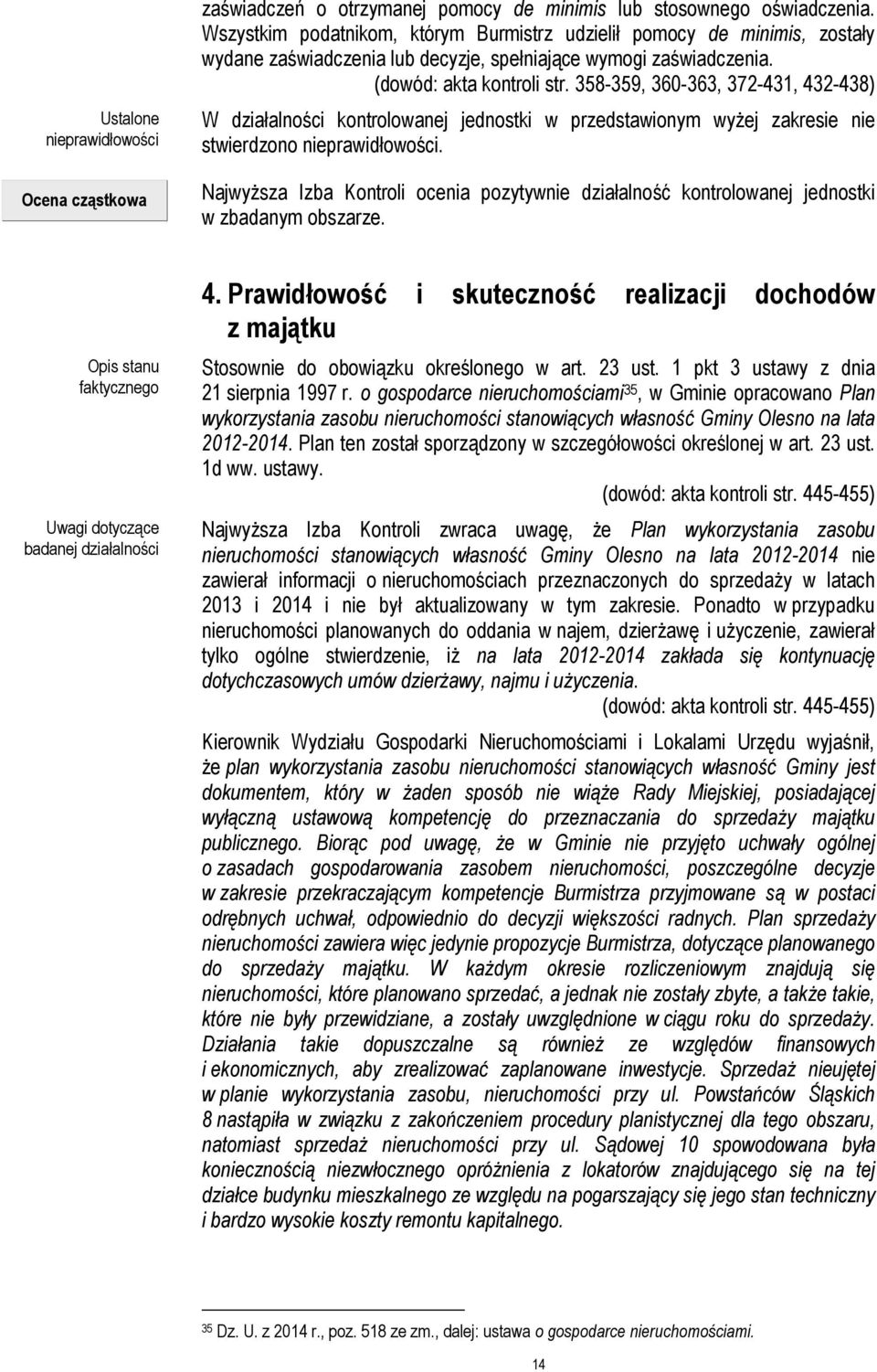 358-359, 360-363, 372-431, 432-438) W działalności kontrolowanej jednostki w przedstawionym wyżej zakresie nie stwierdzono nieprawidłowości.
