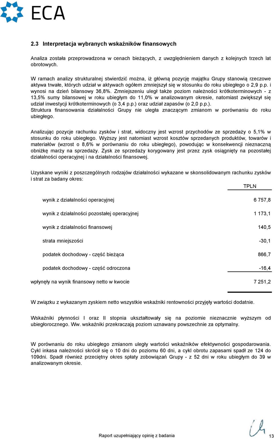 p. i wynosi na dzień bilansowy 36,8.