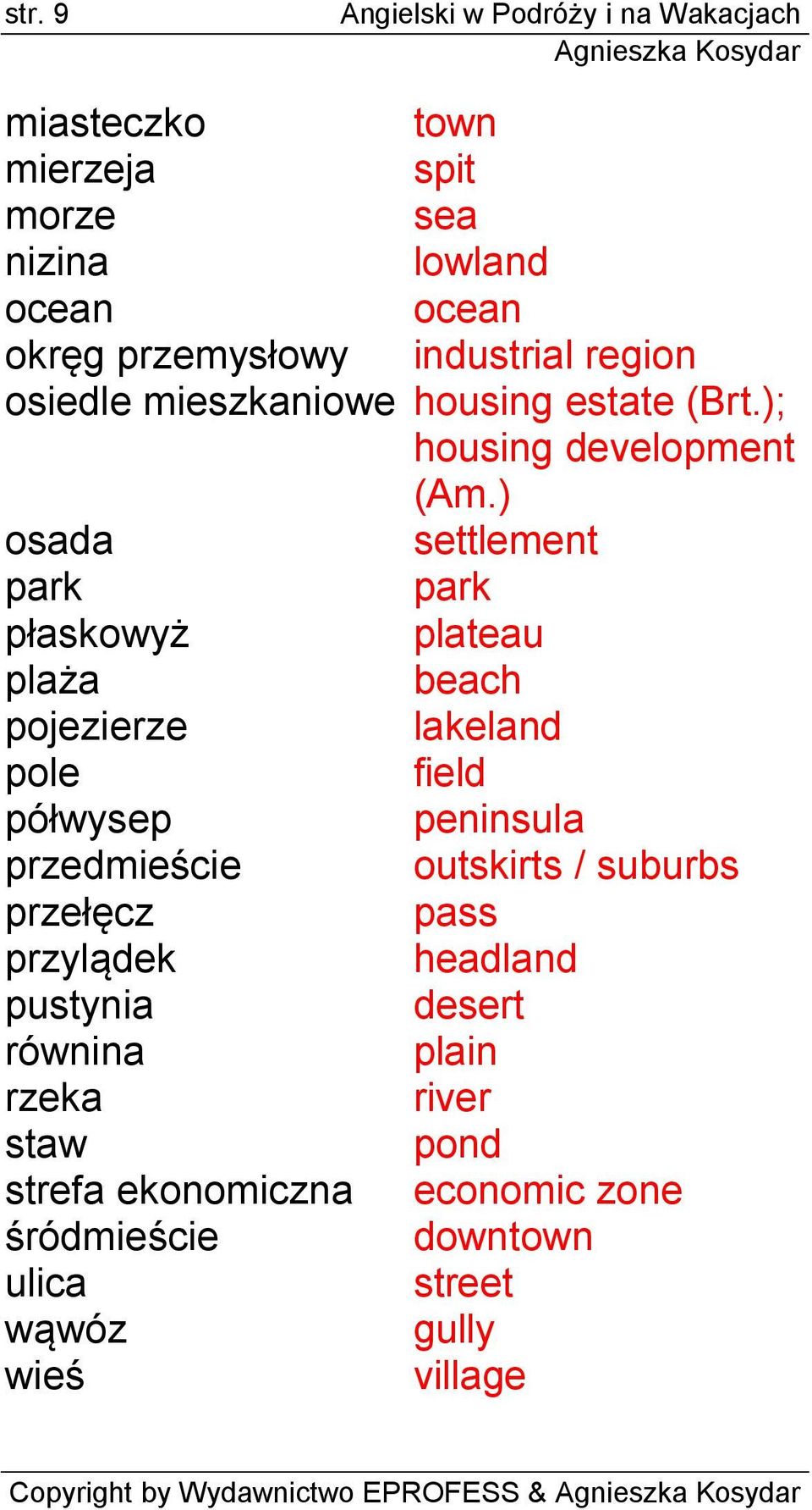 ) osada settlement park park płaskowyż plateau plaża beach pojezierze lakeland pole field półwysep peninsula przedmieście outskirts / suburbs