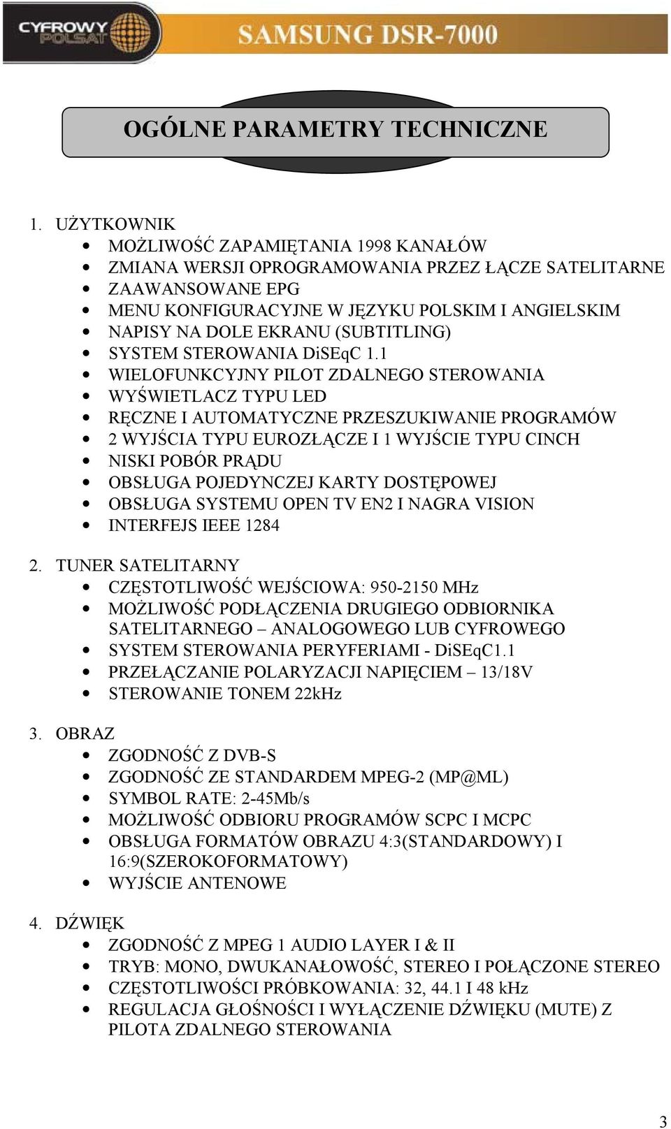 (SUBTITLING) SYSTEM STEROWANIA DiSEqC 1.