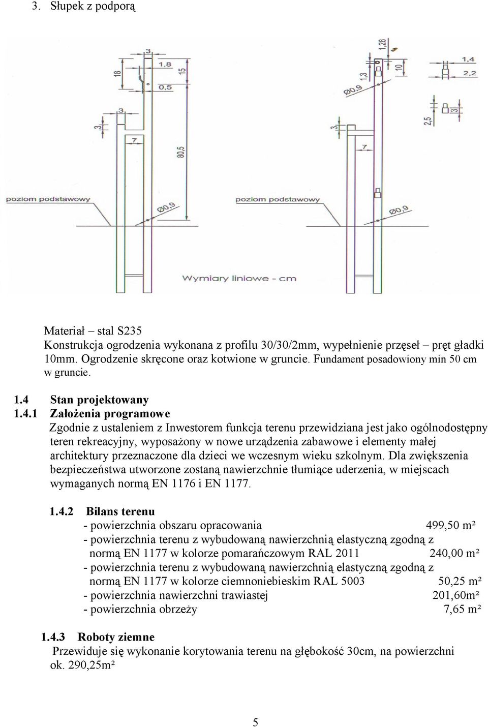 4. Stan projektowany Założenia programowe Zgodnie z ustaleniem z Inwestorem funkcja terenu przewidziana jest jako ogólnodostępny teren rekreacyjny, wyposażony w nowe urządzenia zabawowe i elementy