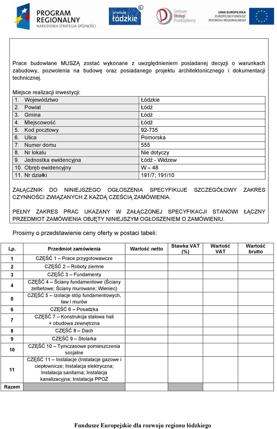 Jednostka ewidencyjna Łódź - Widzew 10. Obręb ewidencyjny W 48 11.