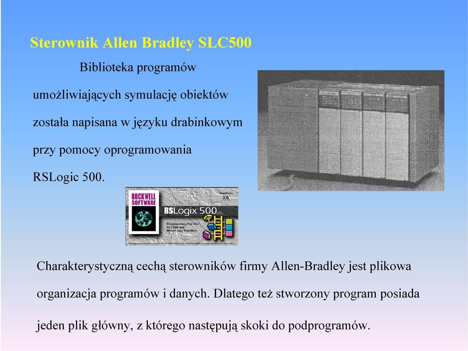 Chrterytyczną cechą terowniów firmy Allen-Brdley jet pliow orgnizcj progrmów i