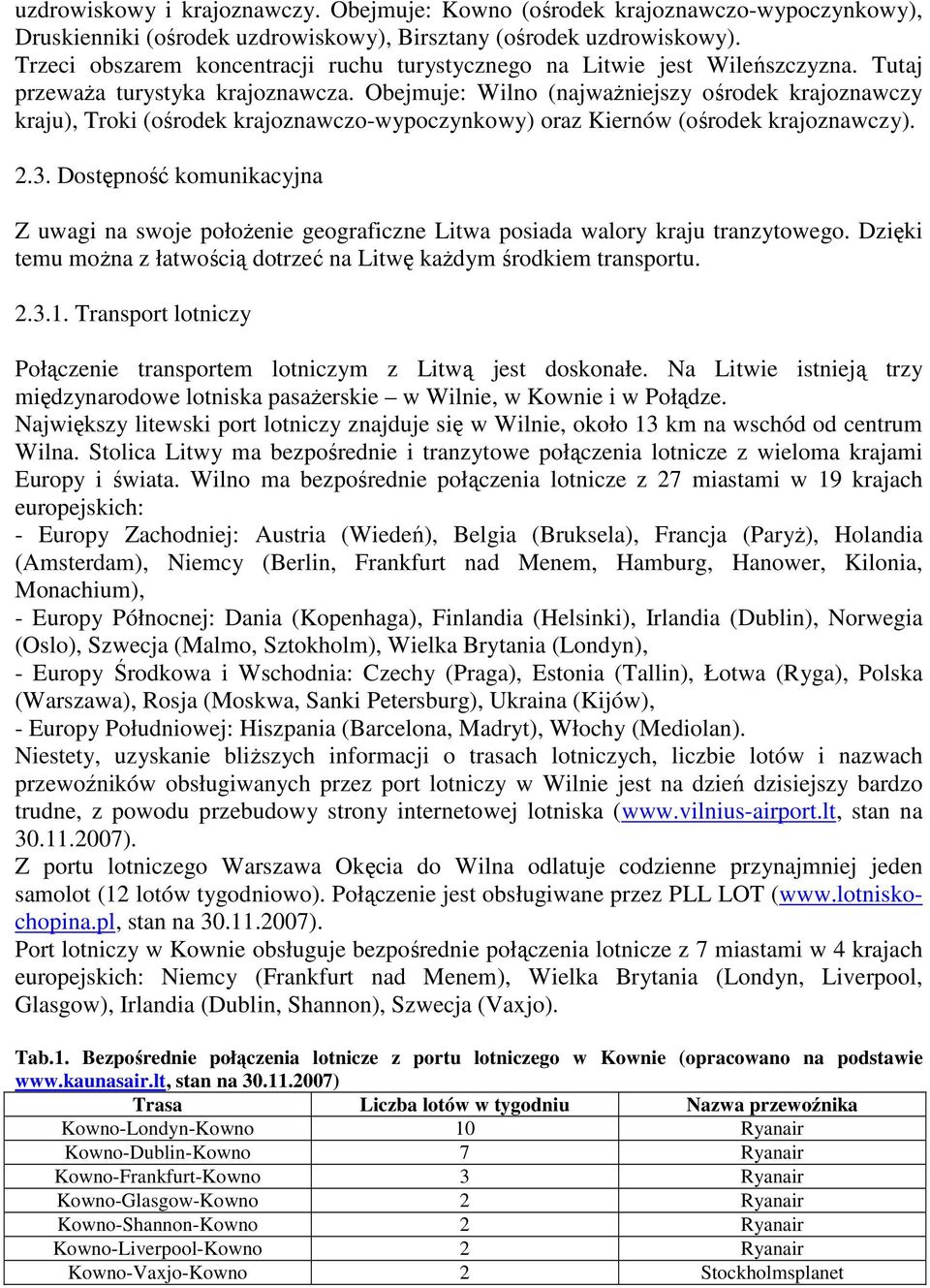 Obejmuje: (najwaŝniejszy ośrodek krajoznawczy kraju), Troki (ośrodek krajoznawczo-wypoczynkowy) oraz Kiernów (ośrodek krajoznawczy). 2.3.