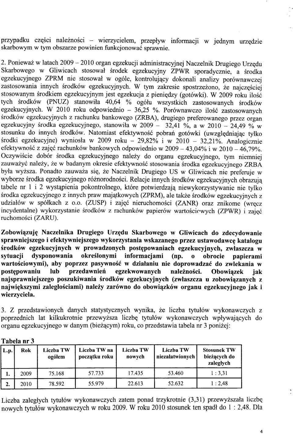 w og6le, kontroluj4cy dokonali analizy por6wnawczej zetstosowania innych Srodk6w egzekucyjnych.