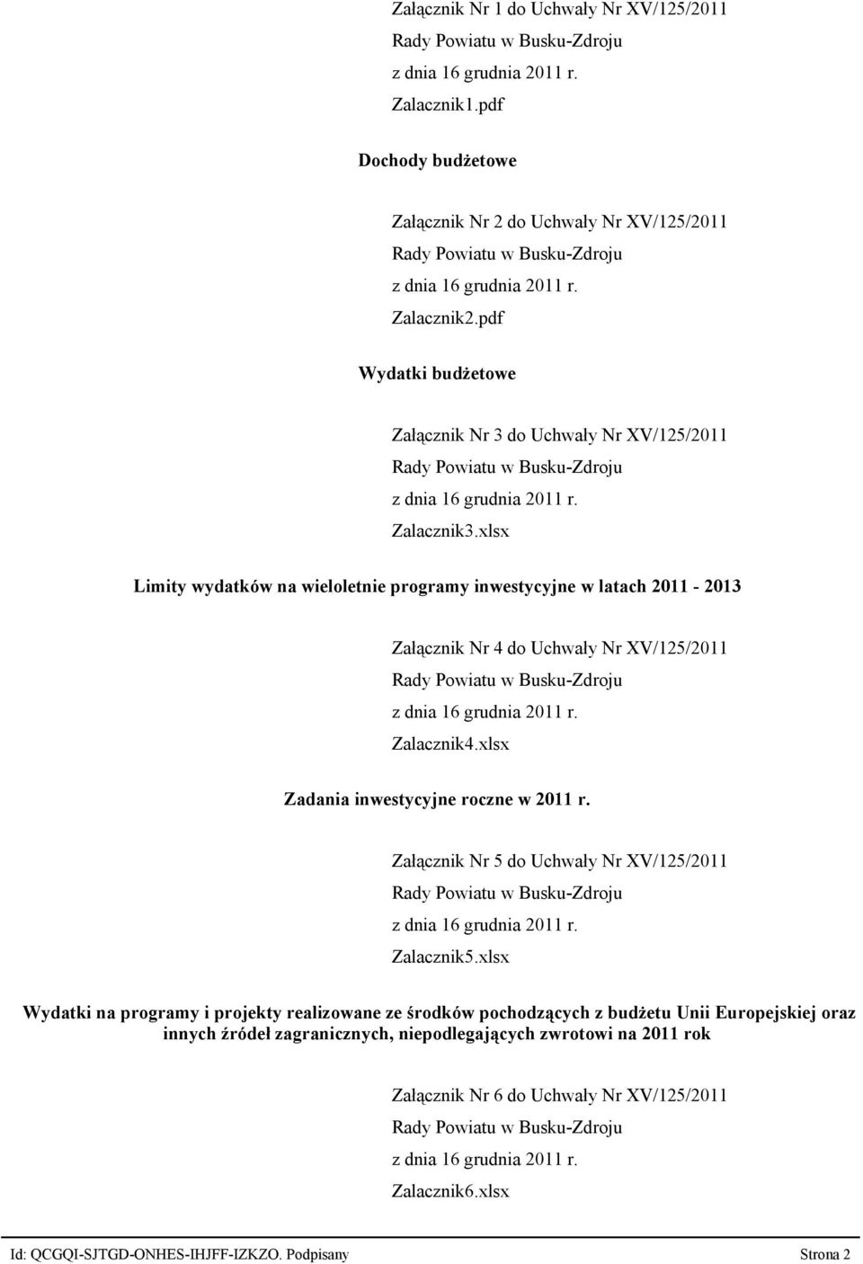 xlsx Limity wydatków na wieloletnie programy inwestycyjne w latach 2011-2013 Załącznik Nr 4 do Uchwały Nr XV/125/2011 Zalacznik4.xlsx Zadania inwestycyjne roczne w 2011 r.