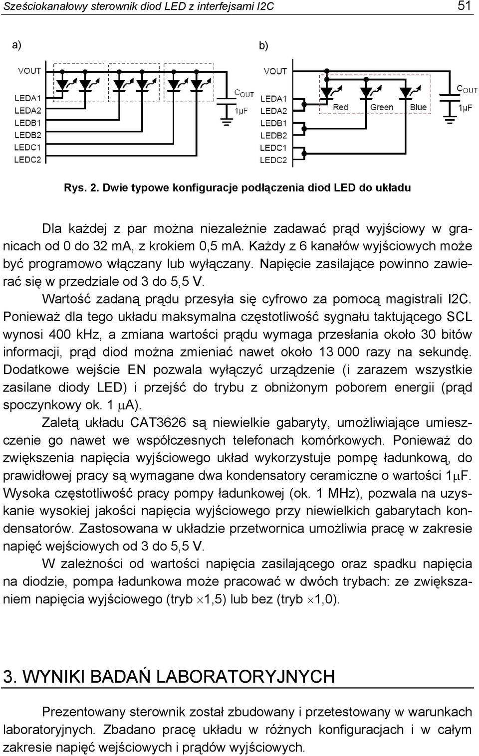 Każdy z 6 kanałów wyjściowych może być programowo włączany lub wyłączany. Napięcie zasilające powinno zawierać się w przedziale od 3 do 5,5 V.