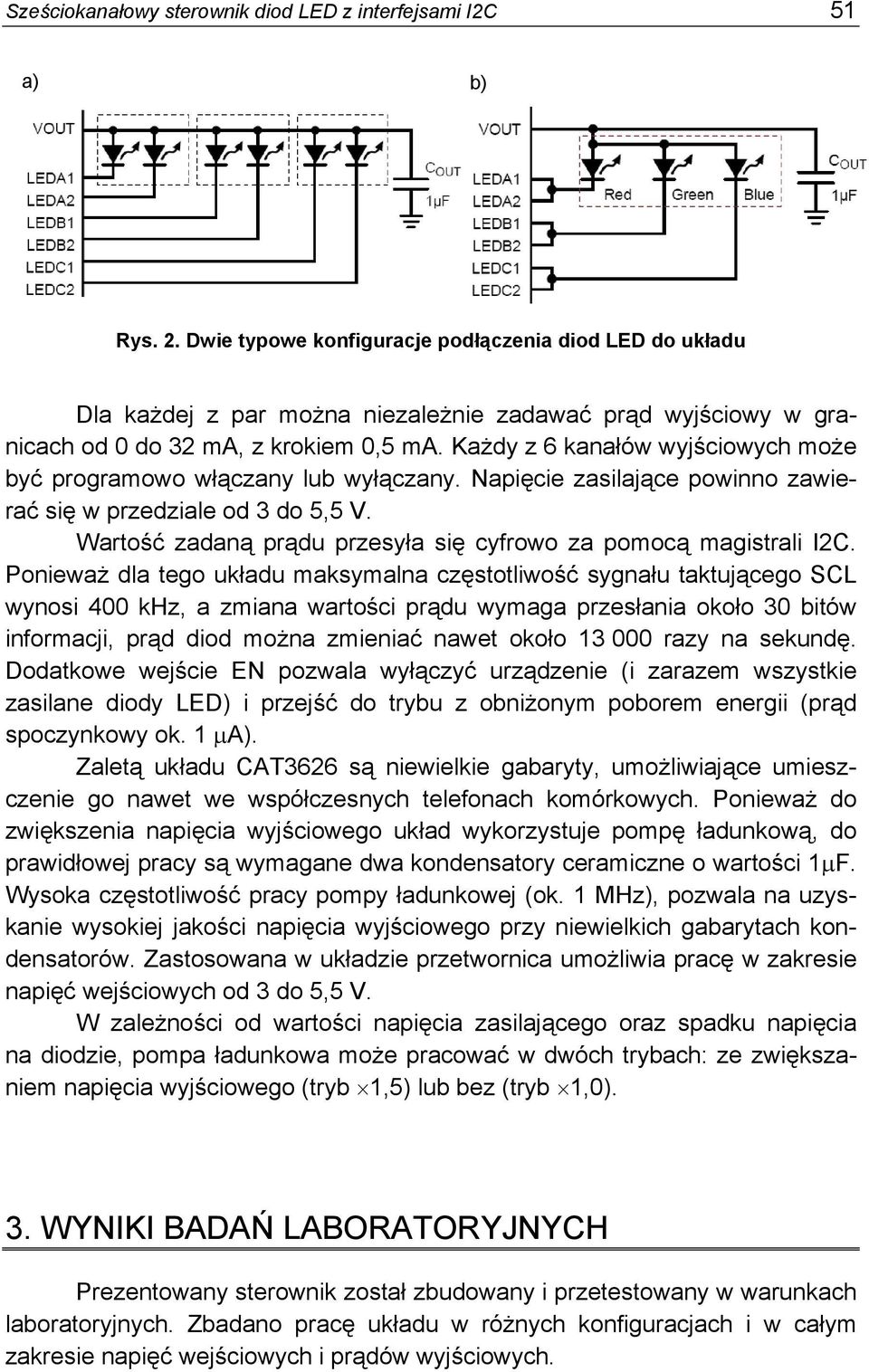 Każdy z 6 kanałów wyjściowych może być programowo włączany lub wyłączany. Napięcie zasilające powinno zawierać się w przedziale od 3 do 5,5 V.