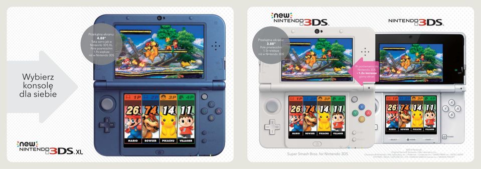 2x increase górny ekran MARIO BOWSER PIKACHU VILLAGER MARIO BOWSER PIKACHU VILLAGER MARIO BOWSER PIKACHU VILLAGER Super Smash Bros.