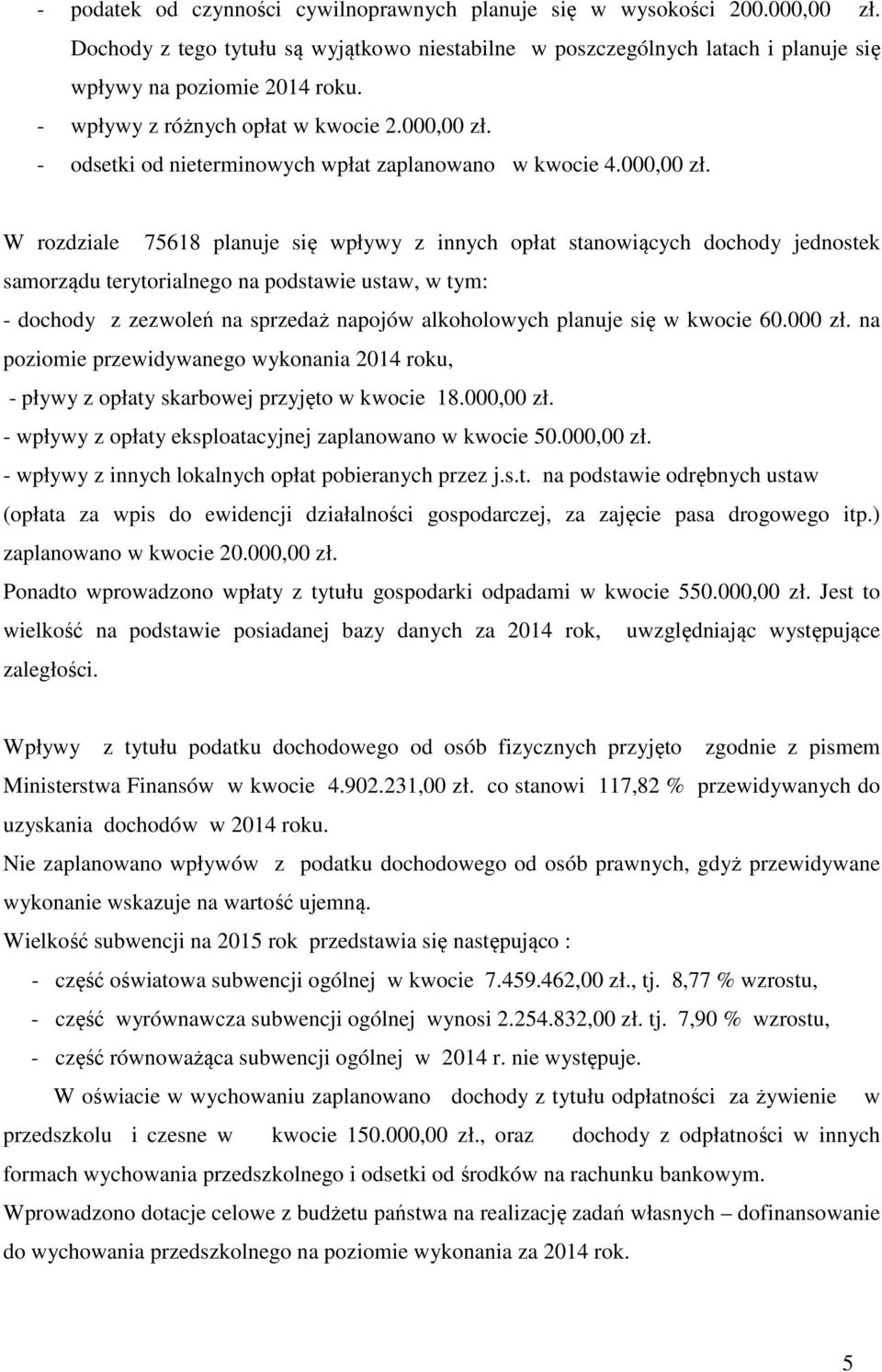 - odsetki od nieterminowych wpłat zaplanowano w kwocie 4.000,00 zł.