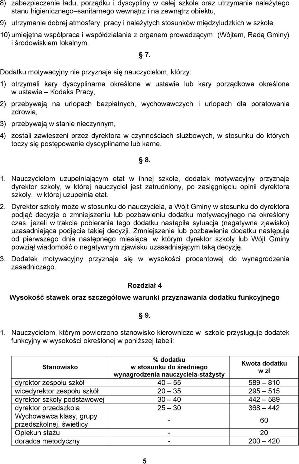 Dodatku motywacyjny nie przyznaje się nauczycielom, którzy: 1) otrzymali kary dyscyplinarne określone w ustawie lub kary porządkowe określone w ustawie Kodeks Pracy, 2) przebywają na urlopach