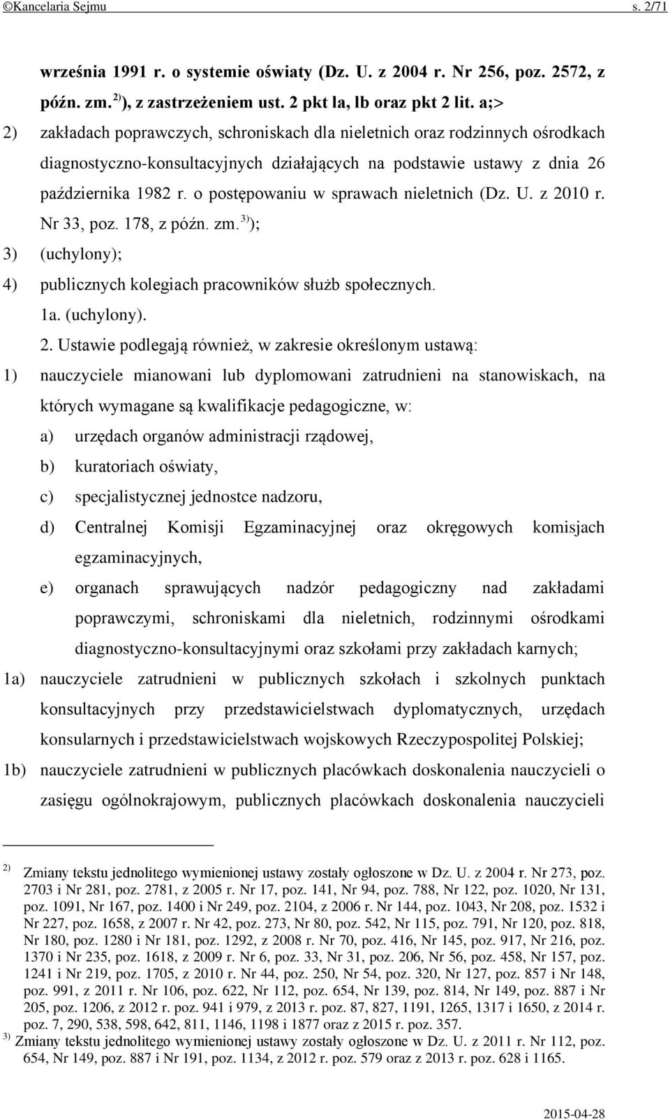 o postępowaniu w sprawach nieletnich (Dz. U. z 20