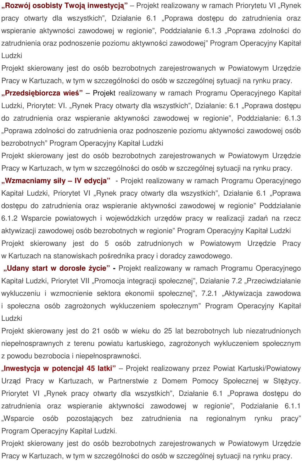 Operacyjny Kapitał Ludzki Przedsiębiorcza wieś Projekt realizowany w ramach Programu Operacyjnego Kapitał Ludzki, Priorytet: VI. Rynek Pracy otwarty dla wszystkich, Działanie: 6.