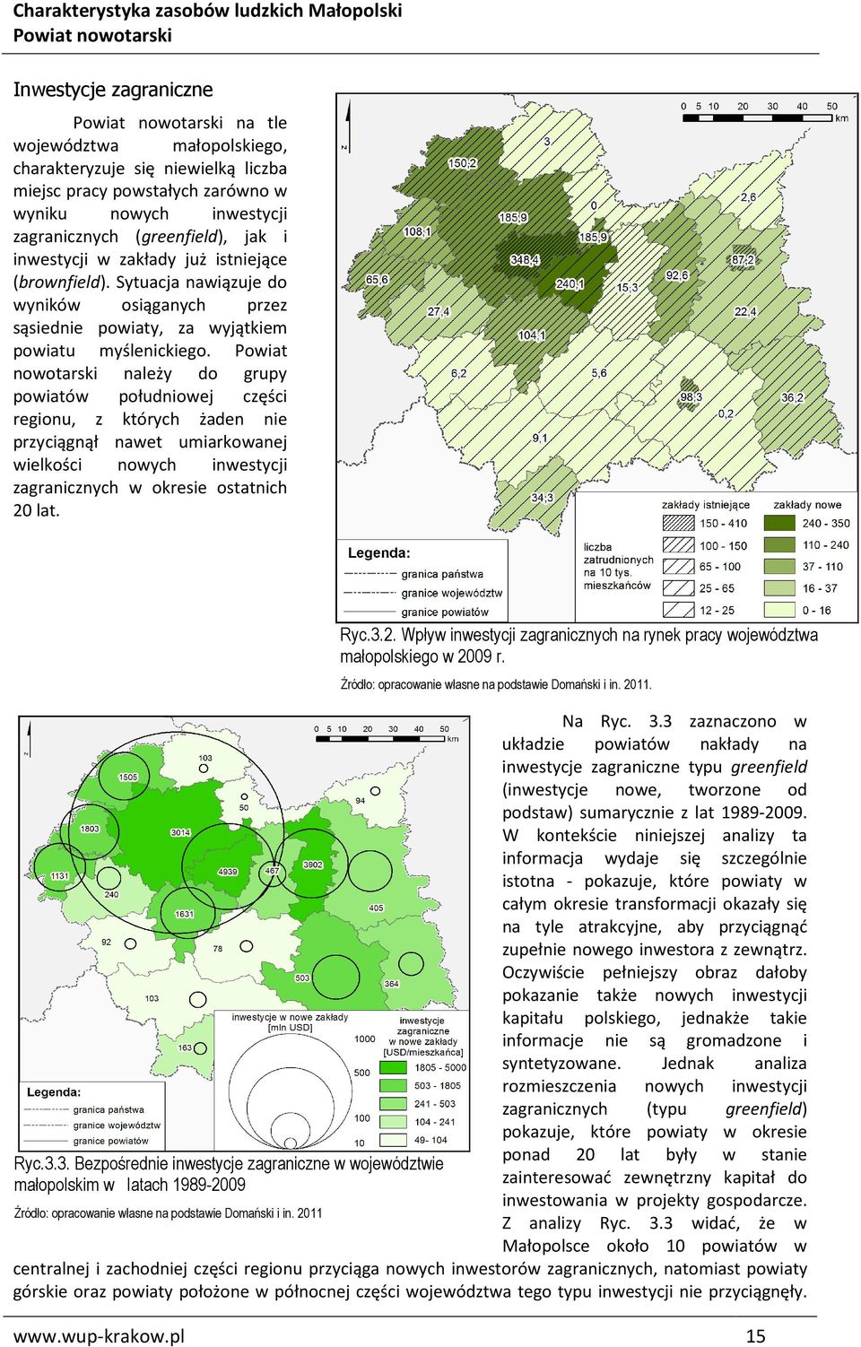 Powiat nowotarski należy do grupy powiatów południowej części regionu, z których żaden nie przyciągnął nawet umiarkowanej wielkości nowych inwestycji zagranicznych w okresie ostatnich 20 lat. Ryc.3.
