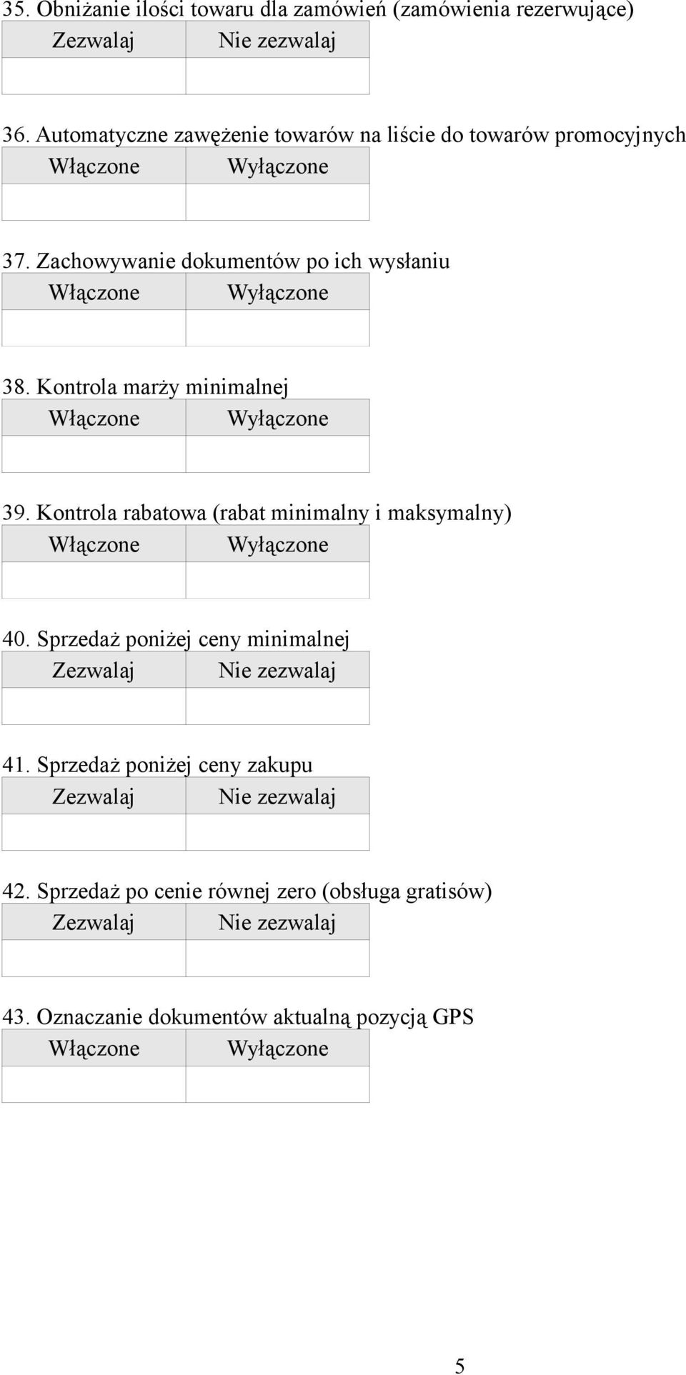 Zachowywanie dokumentów po ich wysłaniu 38. Kontrola marży minimalnej 39.