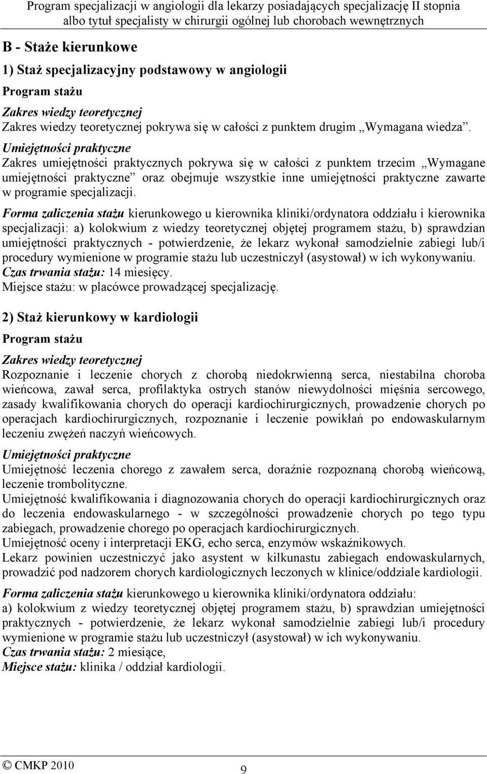 programie specjalizacji.