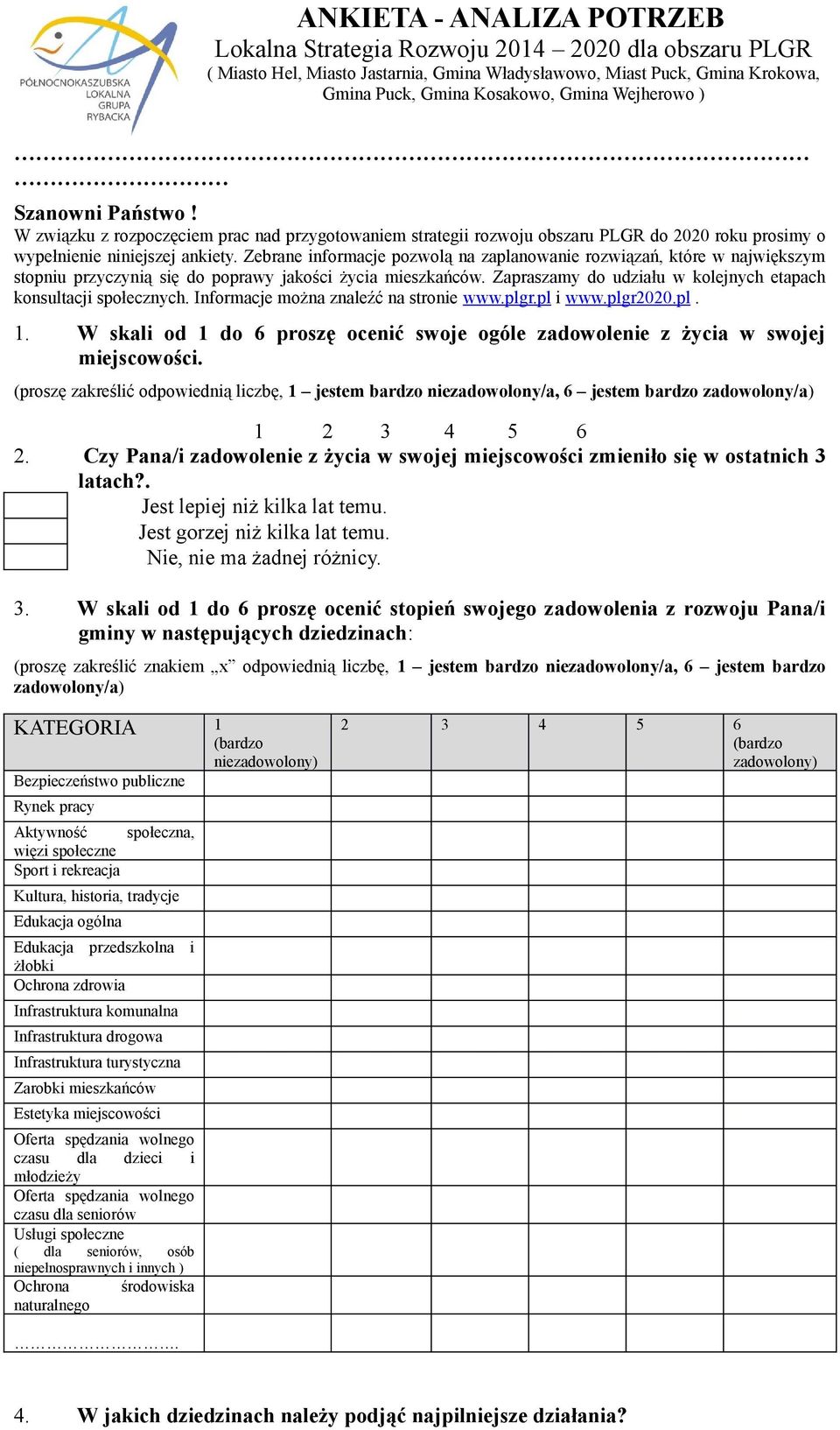 Zebrane informacje pozwolą na zaplanowanie rozwiązań, które w największym stopniu przyczynią się do poprawy jakości życia mieszkańców.